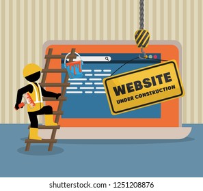 website under construction with laptop