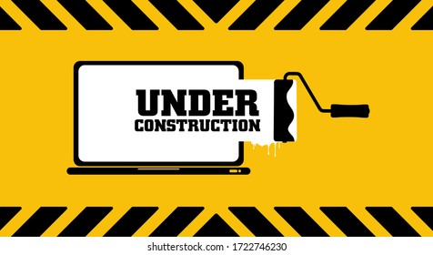 Website is under construction on warning sign.