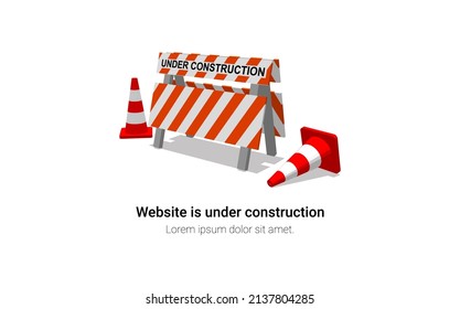 Website under construction page. Under construction sign. Flat style. Isolated vector for presentation, infographic, landing page, UI, template, website, apps and other uses.