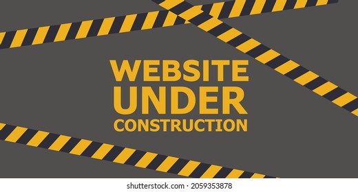 Sitio web en construcción. Banner de la cinta de advertencia