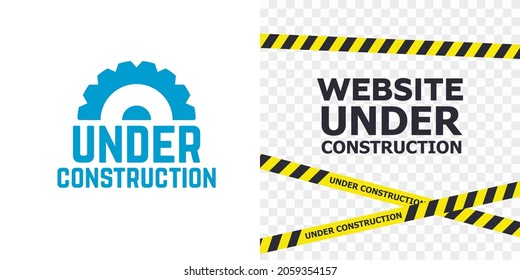 Sitio web en construcción. Banner de la cinta de advertencia