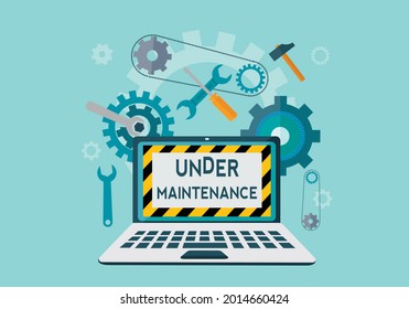 Website under construction page. Web Page Under Construction. Website under maintenance page. Web Page Under maintenance. Flat isometric vector illustration banner design isolated on white background.