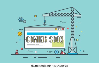 Website under construction page. Web Page Under Construction. Website under maintenance page. Web Page Under maintenance. Flat isometric vector illustration banner design isolated on white background.