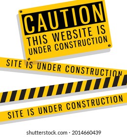 Website under construction page. Web Page Under Construction. Website under maintenance page. Web Page Under maintenance. Flat isometric vector illustration banner design isolated on white background.