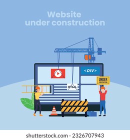 Website under construction page. Web Page Under Construction. Website under maintenance page. Web Page Under maintenance. Flat isometric vector illustration banner design isolated on white