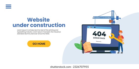 Website under construction page. Web Page Under Construction. Website under maintenance page. Web Page Under maintenance. Flat isometric vector illustration banner design isolated on white