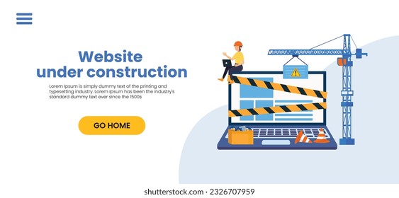 Sitio web en construcción. Página Web En Construcción. Sitio web en la página de mantenimiento. Página Web en mantenimiento. Diseño de banderas de ilustración vectorial plana aislado en blanco