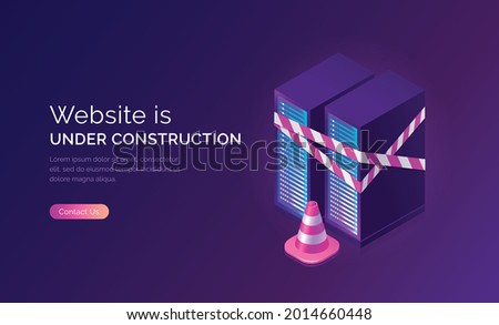 Website under construction page. Web Page Under Construction. Website under maintenance page. Web Page Under maintenance. Flat isometric vector illustration banner design isolated on white background.