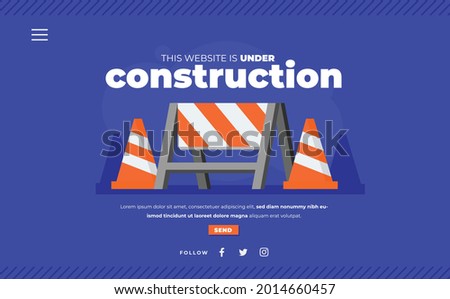 Website under construction page. Web Page Under Construction. Website under maintenance page. Web Page Under maintenance. Flat isometric vector illustration banner design isolated on white background.