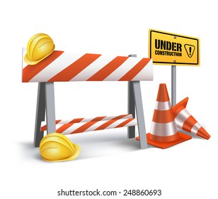 Website Under Construction Sign in White Background. 3D Mesh Vector illustration