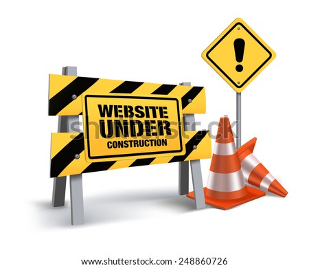 Website Under Construction Sign in White Background. 3D Mesh Vector illustration