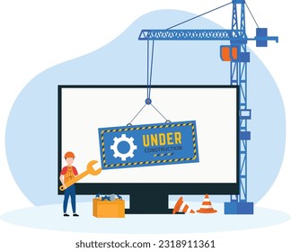 Website under construction, website system under maintenance concept Illustration