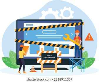 Website under construction, website system under maintenance concept Illustration