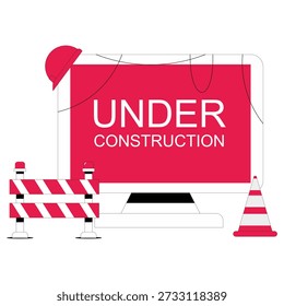 Website under construction technical difficulties flat illustration,Website Under Construction Page Banner
