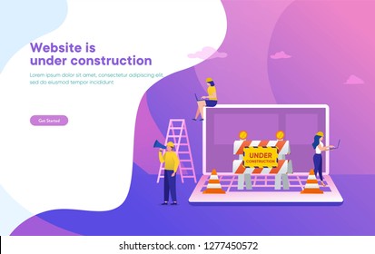 Website is under construction vector illustration concept, developer fixing website, sytem update server can use for, landing page, template, ui, web, mobile app, poster, banner, flyer