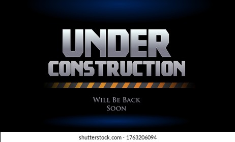 website under construction we will be back soon. spot light background with safety line vector illustration