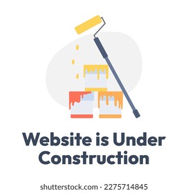 Website under reconstruction vector empty state illustration. Editable 404 not found page for UX, UI design. Flat objects on cartoon background. Colorful error flash message. Outfit Bold font used