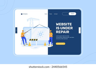 Website under repair, error message, web under maintenance illustration on landing page design