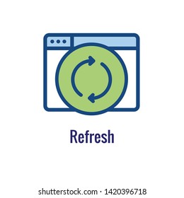 Website Update Icon - with arrows thin line outline imagery