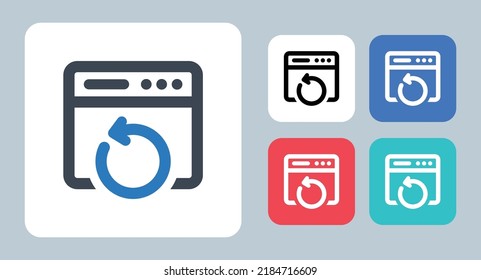 Website Update Icon - Vector Illustration . Web, Website, Update, Sync, Browser, Refresh, Application, Reload, Window, Webpage, Line, Outline, Flat, Icons .