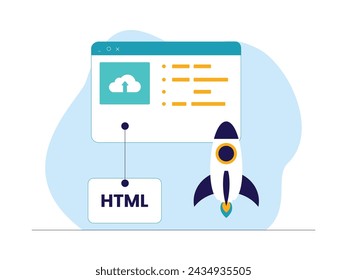 Website updates automatically by the system, web development vector illustration.