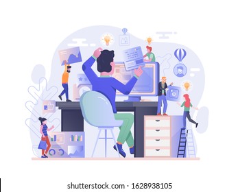 Website upgrade process. Web developer team working on system update and creative ideas implement. Web page design and implementation services. People developing and upgrading site to new version.