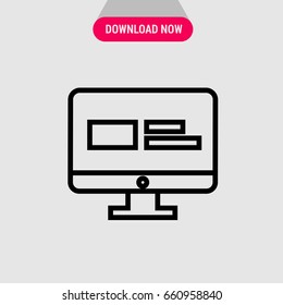Website vector icon, Computor monitor with opened web page symbol. Simple, modern flat vector illustration for mobile app, website or desktop app  