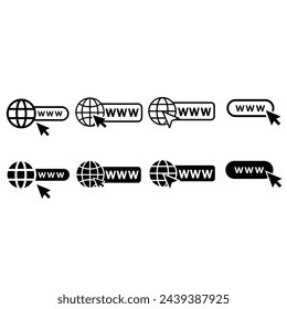 Conjunto de iconos de vector de sitio web. www colección de signos de ilustración. Símbolo del sitio. Logotipo de Internet.