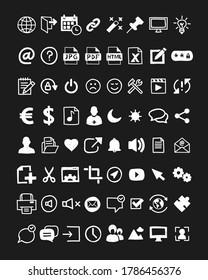 Website vector icons on blackboard. Sketch user interface doodle signs and symbols