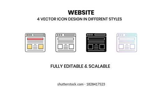 Website-Vektorgrafik-Symbole in unterschiedlichen Stilen
