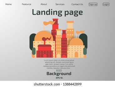 Website vector illustration landing page Geometry concept Buildings and trees