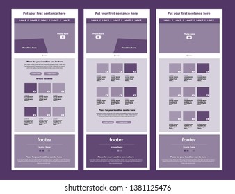 Website vector layout templates for business or non-profit organization