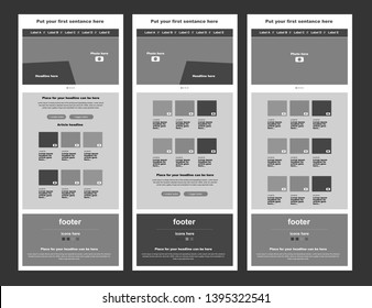 Website vector layout templates for business or non-profit organization