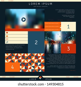 Website vector template. Abstract polygonal vector background, elements of infographics and web design. Autumn, rain, wet glass, street. Geometric pattern