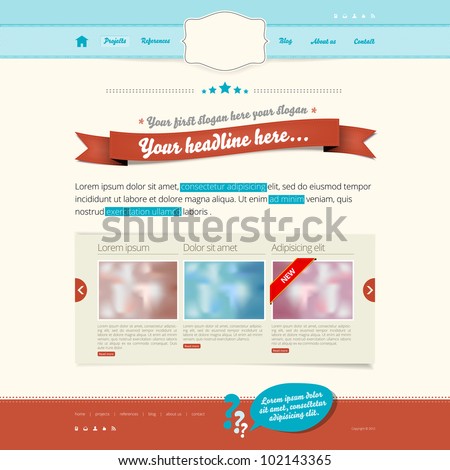 Website vector template - modern retro design