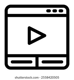 Website video icon with simple and line style