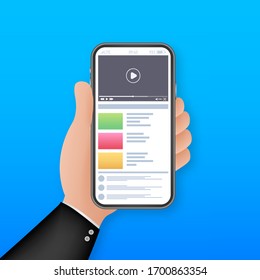 Website video smartphone. Web banner. Education background. Social network like icon. Marketing network. Website video smartphone for web marketing design.