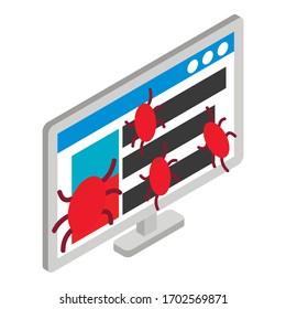 Website-Virus-Symbol. Isometrische Illustration der Vektorillustration von Webseiten-Viren für das Web