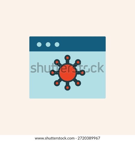 Website Virus Icon, Malware Infection Alert on Web Browser, Cyber Security Threat Illustration