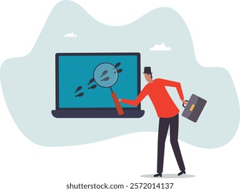 Website visitor tracking or digital footprint, analyze user behavior or track bounce rate.business concept.flat character.