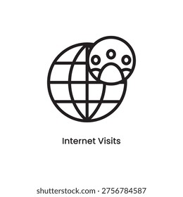 Website visitors line icon with human for represent traffic digital people behavior