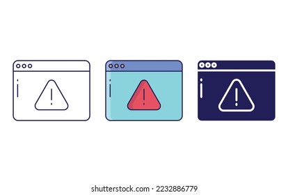 Línea de advertencia del sitio web e icono de glifo, ilustración del vector