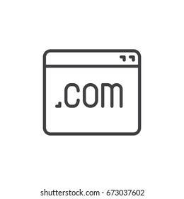 Website, web address line icon, outline vector sign, linear style pictogram isolated on white. Dot com symbol, logo illustration. Editable stroke. Pixel perfect graphics