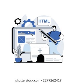 Website, web, app illustration of developer writing code of web, and mobile applications, Web Design, Apps Development and Digital Marketing, Vector Illustration