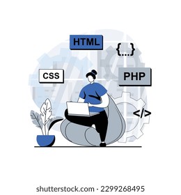 Website, web, app illustration of different development techniques of applications and mobile apps, Web Design, Apps Development and Digital Marketing, Vector Illustration