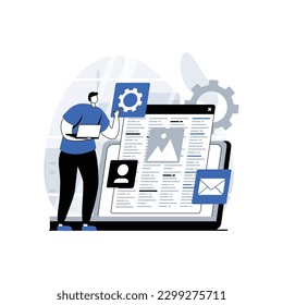 Sitio web, web, aplicación ilustración de un sitio web de edición de personas utilizando tecnologías modernas, Web, diseño de aplicaciones, desarrollo de aplicaciones y marketing digital, ilustración vectorial