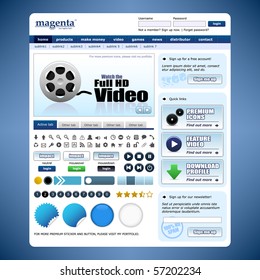 Website Web Design Elements Blue Template