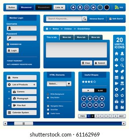 Website Web Design Elements Blue Template Frame