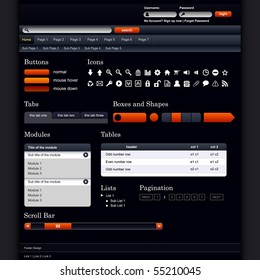 Website Web Design Elements Dark Vector