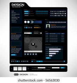 Website Web Design Elements Dark Black Template